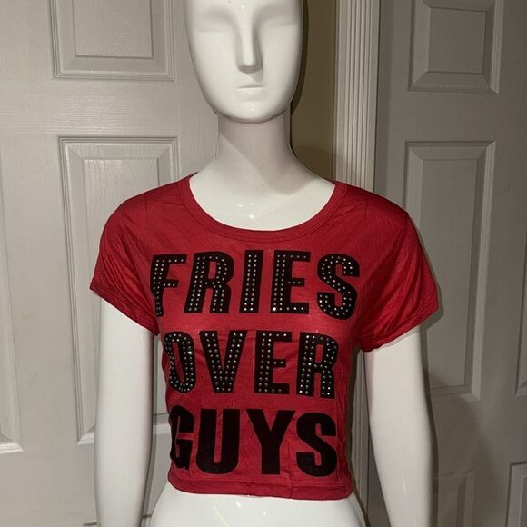 Blush FRIEs OVER GUYS crop top - Picture 6 of 10